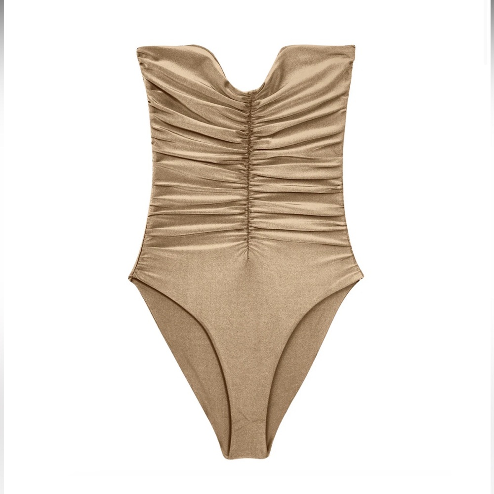 NWT Jade Swim Yara One Piece Taupe Sheen size L